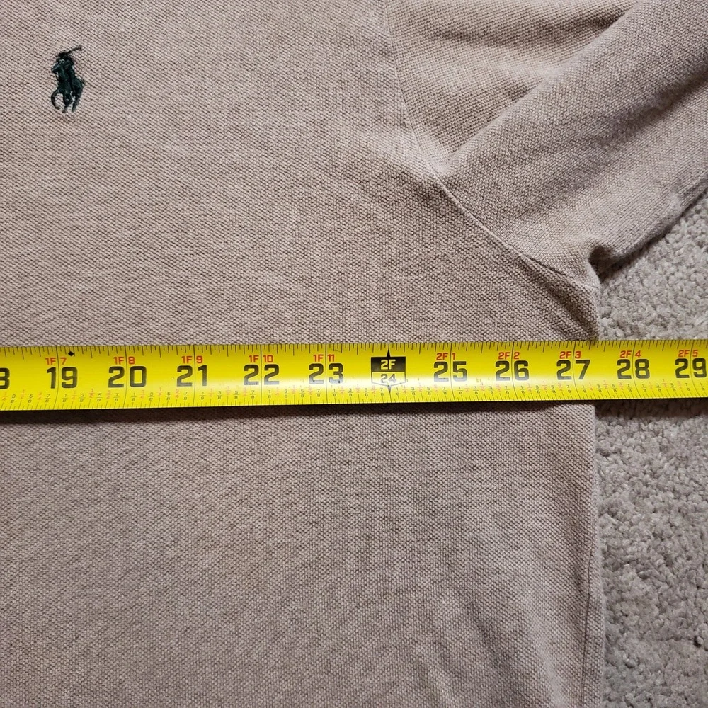 Ralph Lauren Mens 2XLT Tall Tan Green Pony Long Sleeve Pique Polo Shirt